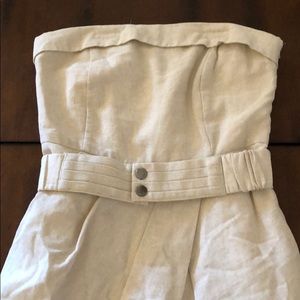 Tan strapless dress with belt